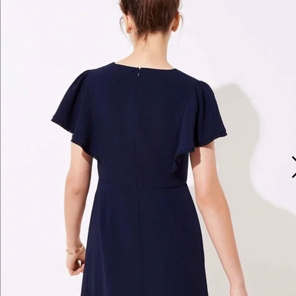 Loft navy flutter sleeve dress - Picture 2 of 6